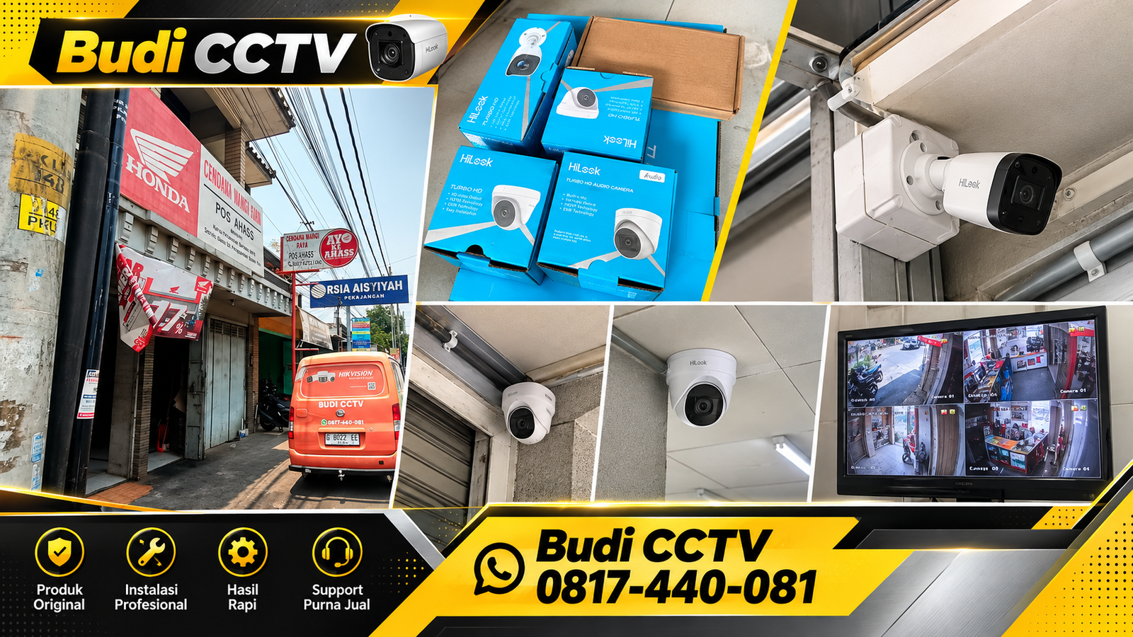 Instalasi CCTV Hilook pada Bengkel Motor di Pemalang dengan Keunggulan Perangkat Efisien