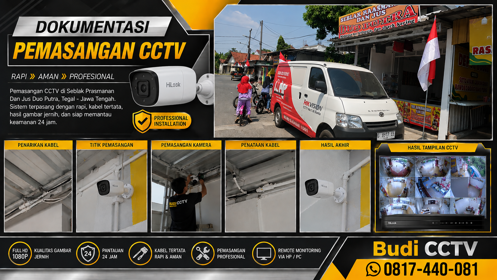 Pasang CCTV HiLook Warung Seblak di Tegal Sesuai Kebutuhan dan Budget